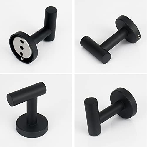 NearMoon Bath Towel Hooks- SUS 304 Stainless Steel Robe Hook Holder, Heavy Duty Coat Hook for Bathroom Livingroom Hotel Kitchen Garage, Wall Mounted (Matte Black, 4 Pack) - Image 6