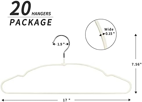 TOPIA HANGER Metal Hangers 20 Pack, Adult Clothes Hangers Space Saving & Non Slip Rubber Coated, Heavy Duty Wire Hanger for Coat,Shirt,Strap Dress,Ivory-CT12I - Image 6