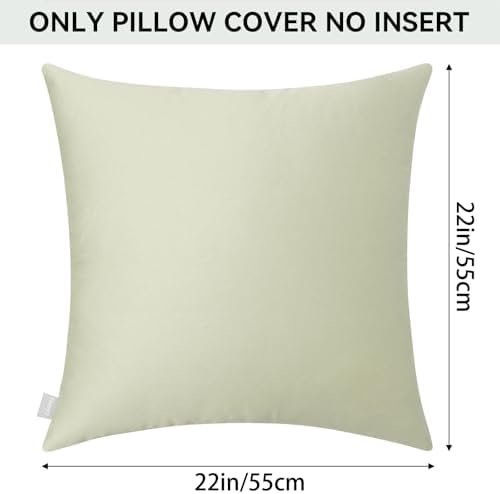 Thmyo 4-Pack 100% Cotton Solid Decorative Throw Pillow Case 22x22inch Beige - Image 6
