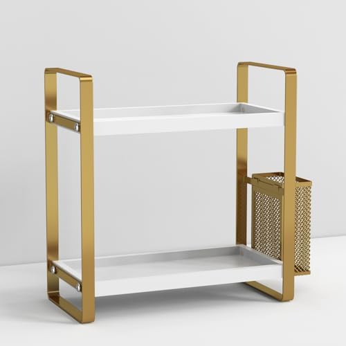 LEMIKKLE Bathroom Counter Organizer with Basket, Perfume,Makeup Organizers for Vanity,Storage Organizers for Bathroom, Kitchen, Dresser(White) - Image 7