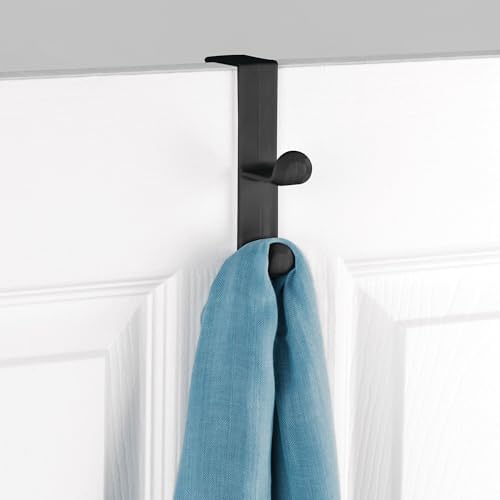 iDesign 3-Pack Over Door Double Hook for Closet, Bathroom, or Dorm, Small Over-The-Door Hanger, Black - Image 4