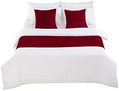 AMBERIS Bed Runner Red, Chenille Soft No Fading Modern Bed Scarf (Pillowcases Sold Separately) - Image 6