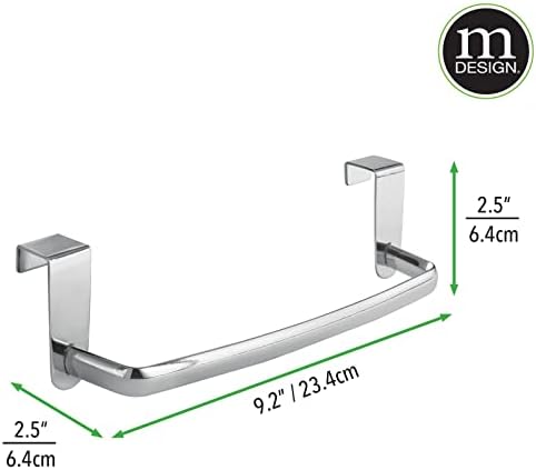 mDesign Steel Metal Wire Over Cabinet Towel Rack Storage Organizer - Hang on Cabinet or Door - Towel Bar Holder for Kitchen - Holds Hand Towels, Washcloths - Spira Collection - Chrome - Image 7