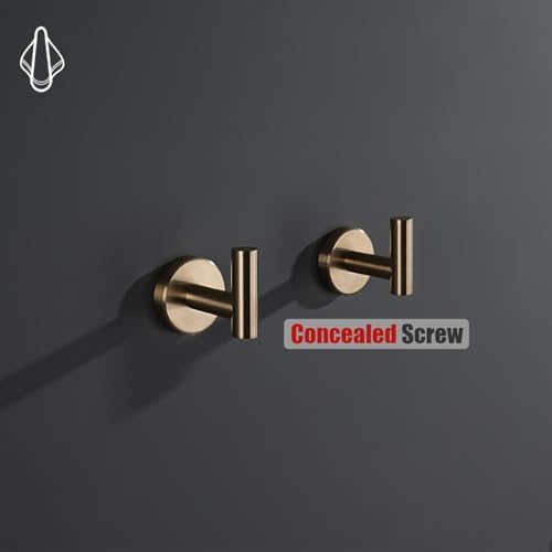 JQK Bathroom Towel Hook Champagne Bronze, Coat Robe Clothes Hook for Bathroom Wall Mounted (Pack of 2), SUS 304 Stainless Steel 0.8mm, TH100-CB-P2 - Image 7