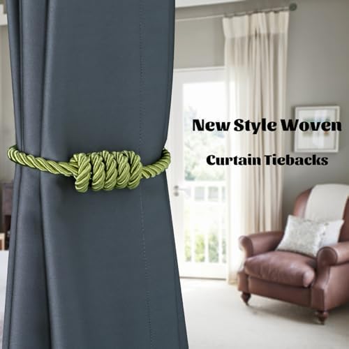 BEL AVENIR Magnetic Curtain Tiebacks 2 Pack Hand-Woven Curtain Ties - Image 6