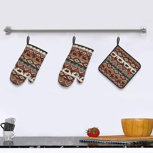 Vintage Rustic Oven Mitts and Pot Holders Sets Cabin Kitchen Decor - Image 6