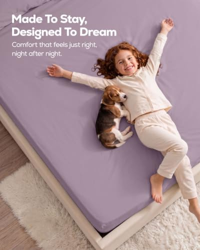 Twin Fitted Sheet, Ultra Soft Fits Up to 15 Inch Deep Pocket, Lavender - Image 7