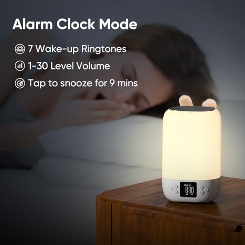 Nightlight Bluetooth Speaker Alarm Clock, Sound Machine with White Noise - Image 7