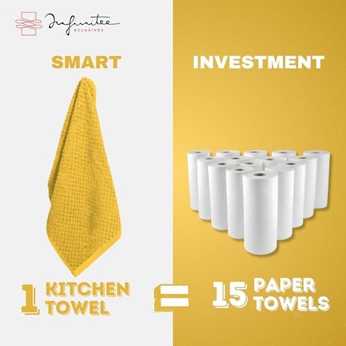 Infinitee Xclusives Kitchen Towels -12 Pack - Cotton Dish Towel |15" x 25"| - Image 6