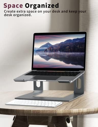 ALASHI Ergonomic Laptop Stand, Aluminum Desk Riser, 10-15.6", Grey - Image 7