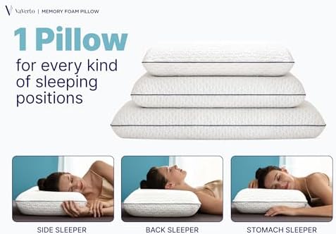 Vaverto Memory Foam Pillows Queen - Firm Pillow - Queen Size 1-Pack - Image 6