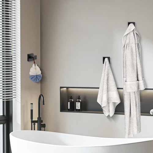 Towel Hooks for Bathrooms, Heavy Duty Wall Mounted Stainless Steel Modern Hook, 2 Pack – Ideal for Hanging Towels, Robes, Coats, in Kitchen, Bedroom, Bathroom, or Hotel (2, Matte Black) - Image 7