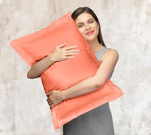 Royale Linens Microfiber Queen Size Pillow Shams Set of 2 - Coral Shams - Image 7
