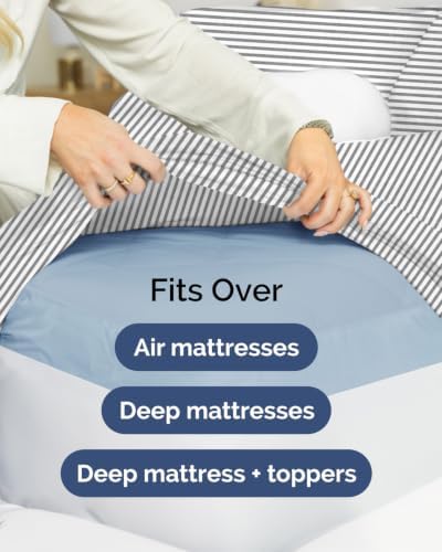 CGK Linens 2 Pack Extra Deep King Fitted Sheets - Grey Stripes - Image 7