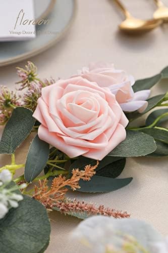 Floroom Artificial Flowers 50pcs Real Looking Blush Shades Foam Fake Roses with Stems for DIY Wedding Bouquets Bridal Shower Pink Centerpieces Floral Arrangements Party Tables Home Decorations - Image 5