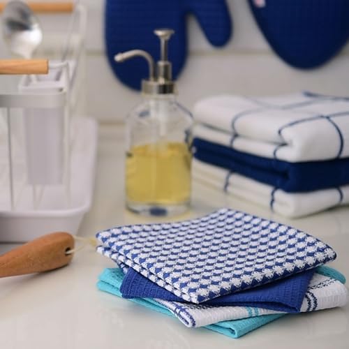 T-Fal Premium Waffle Dish Cloths: Highly Absorbent, Super Soft Long Lasting - 100% Cotton, 12"x13" Towel for Cleaning & Drying, (8-Pack), Breeze - Image 6