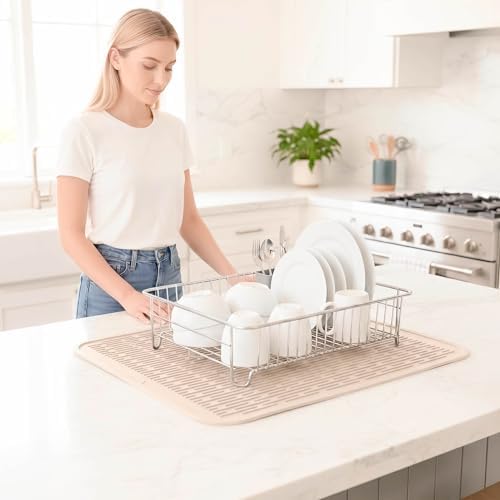 MicoYang Silicone Dish Drying Mat for Multiple Usage,Easy clean,Eco-friendly,Heat-resistant Silicone Mat for Kitchen Counter or Sink,Refrigerator or Drawer Liner Tapioca 2XL 24 inches x 18 inches - Image 6