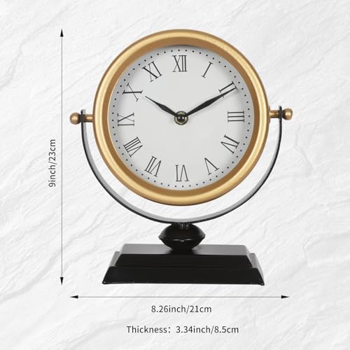 Vintage Table Clock Silent Mantel Gold Analog 8.3×9.1in - Image 7