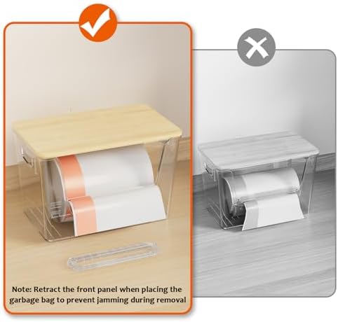 Delamu 2 Set Pantry Organizers and Storage, Trash Bag Holder Under Sink Organizer for 4-13 Gal Bags, Trash Bag Dispenser with Bamboo Top for Onion, Potato, Garlic, Clear (11-7/32"L*7" W*7-1/8"H) - Image 6
