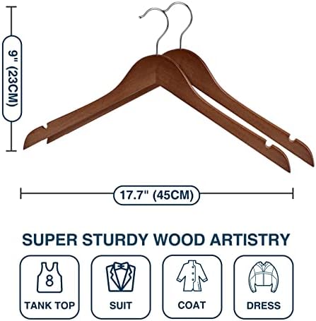 Wooden Shirt Hangers - Pack of 30 Sturdy Wood Hangers, Ideal for Laundry & Everyday Use, Heavy Duty, Walnut - Image 7