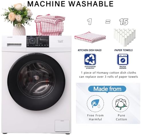 Kitinjoy Cotton 15 Pack Terry Kitchen Dish Cloths, Red - Image 6