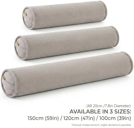 Corduroy Long Pillow for Bed, 39 x 7.87 Inches, Beige Gray - Image 6