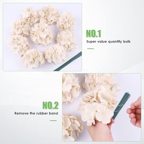 AVIVIHO 65pcs Fake Flowers Beige Hydrangea Artificial Flowers Bulk (Not Squished, No Steaming Need) Silk Flowers with Stems for Wedding Decor,Home,Baby Shower,Table Centerpieces Decoration - Image 5