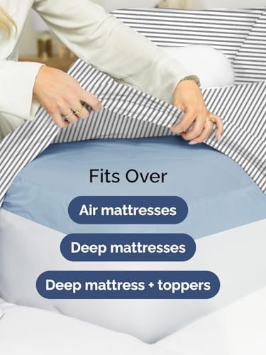 CGK Extra Deep Split King Single Fitted Sheet Only - Grey Stripes - Image 6