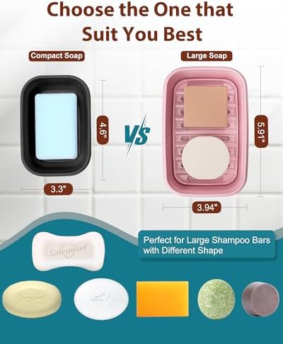 Quatish Leakproof Large Soap Dish with Lid & Draining Layer, Shatterproof Travel Bar Soap Holder Case Container, Portable Travel Size Toiletries Essentials for Camping, Gym, Bathroom, Pink - Image 6
