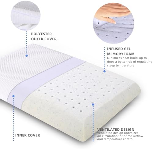 SUQ I OME Slim Sleeper - Cooling Gel Thin Flat Memory Foam Pillow for Bed Sleeping,Low Profile, Ultra Thin Flat Pillow for Stomach Sleepers23 x 15.7 x 2.7inches - Image 6
