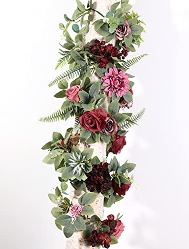 Serra Flora Artificial Flowers Combo Dahlia 25pcs Silk Fake Flowers Roses for DIY Wedding Bouquets Burgundy Centerpieces Arrangements Party Bridal Baby Shower Home Decorations(Burgundy) - Image 6