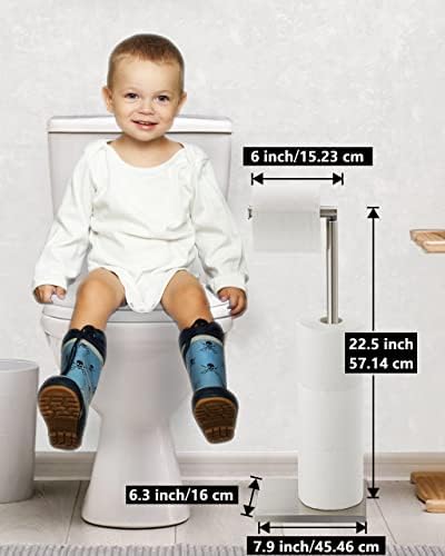Toilet Paper Holder Stand, Free Standing Toilet Paper Roll Holder with Reserve for Bathroom, Stainless Steel DECLUTTR - Image 6