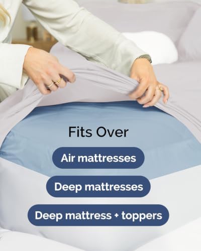 CGK Linens 2 Pack Extra Deep Cal King Fitted Sheets - French Grey - Image 7