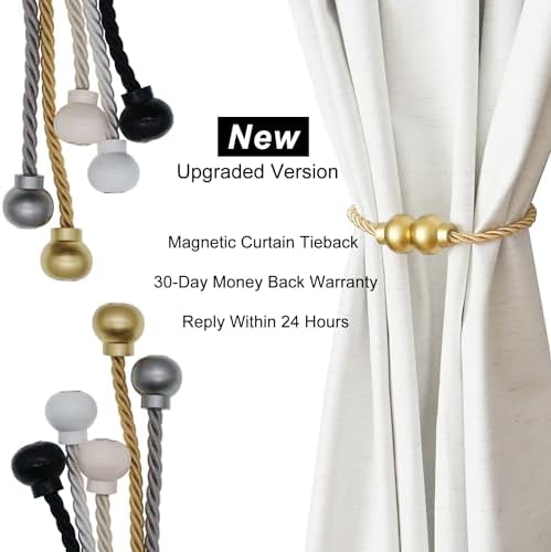 4Pcs Magnetic Curtain Tiebacks Modern Handmade Rope Curtain Tie Backs Gold - Image 7