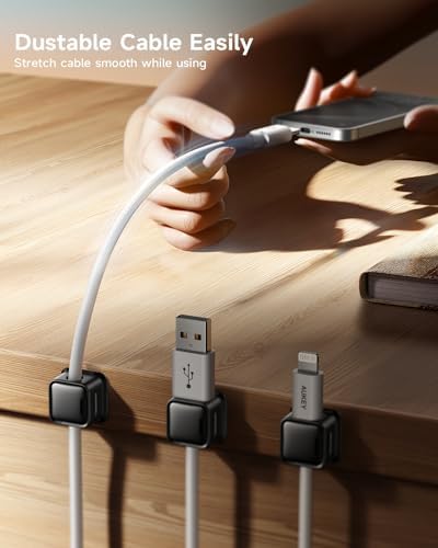 Cord Organizer Holder, 8 Pack Magnetic Desk Cable Clips Management, Hide Phone Charging Cable Keeper, Strong Adhesive Wire Charger Holder for Nightstand, Kitchen Appliances, Office Supplies - Image 6