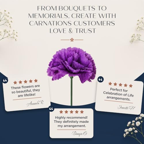 Royal Imports Carnation Artificial Flowers for Weddings – Purple 100pk - Image 7