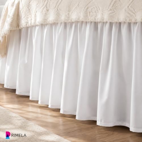 Warm White Bed Skirt Queen Size 15" Drop, Elastic Wrap Around Bedskirt - Image 6
