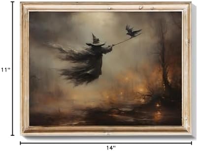 RETRART Vintage Witchy Wall Decor Moody Dark Gothic Posters Halloween Vintage Room Decor Aesthetic, Halloween Wall Art Witch Holding Magic Wand Crow, Vintage Rustic Wall Decor 11x14 inches -Unframed - Image 7