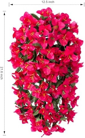 2 PCS Bougainvillea Artificial Hanging Flowers Plant for Outdoors, Hot Pink - Image 6