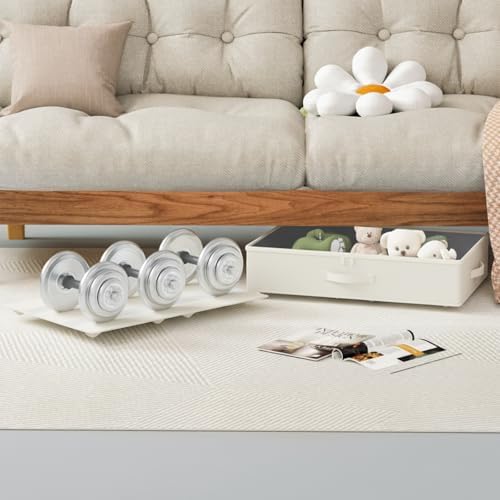 EE-RoomWorld Under Bed Storage with Wheels, No Assemble Required 5.5 inches height beige under bed storage bins,Low Profile Rolling Underbed Shoe Storage containers,dorm underbed storage drawers - Image 6