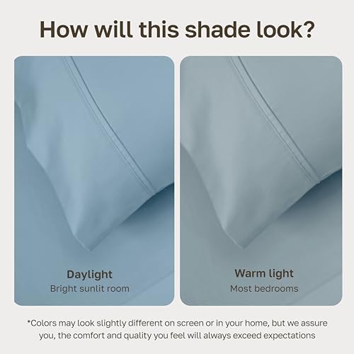 California Design Den 100% Cotton Sateen Queen Bed Fitted Sheet, Sky Blue - Image 6
