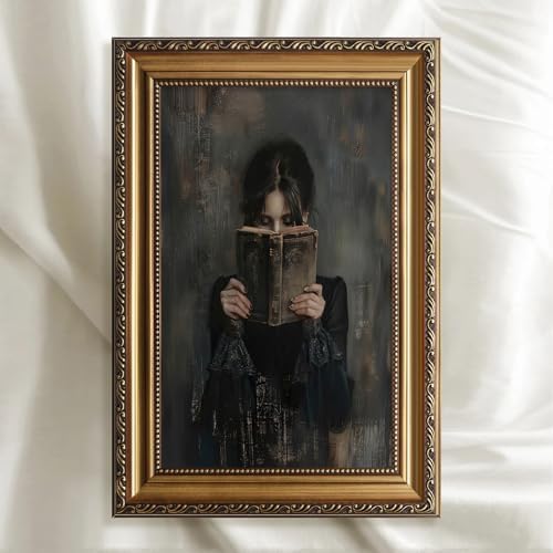 Gold Framed Canvas Wall Art Print, Victorian Woman Painting Picture, Vintage Portrait Oil Painting Wall Decor, Moody Reading Nook Painting for Bedroom Bathroom Wall Art, Dark Academia Decor 16''x24'' - Image 7