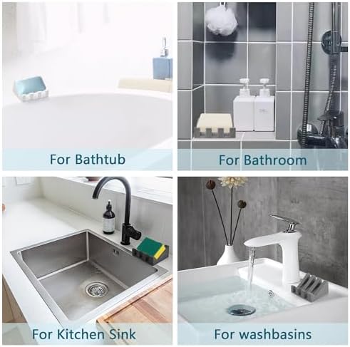 Self Draining Soap Dish Holder,Silicone Soap Dish,for Bathroom,Kitchen, Sponges,Can Extend Soap Life,Keep Soap Bars Dry and Easy Cleaning (Grey,1-Pack) - Image 6