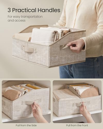 SONGMICS Storage Baskets, Set of 6, Foldable Closet Organizer for Shelves - Image 6