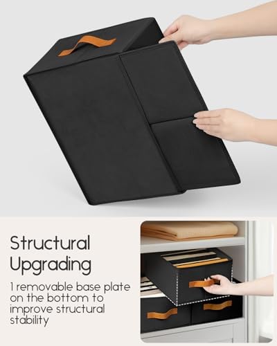 Homsorout Closet Organizers and Storage - Fabric Clothes Organizer with Handles, Foldable Jeans Organizer for Clothes, Drawer Organizer for Shirts, Bra, Sweater, Scarf, 6 Pack, Black - Image 6