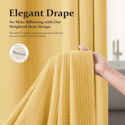 Dynamene Long Waffle Shower Curtain 256 GSM Heavy Fabric 72x78 Gold - Image 6
