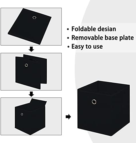 Foldable Storage Cubes Bins ,11 Inch Cloth Storage Cube Fabric Storage Box Cubes Organizer Baskets with Handles for Home Organizer Set of 12 (Black) - Image 6