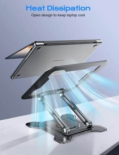 JCZT 360° Rotating Laptop Stand for Desk, Metal Foldable Laptop Riser,Black - Image 7