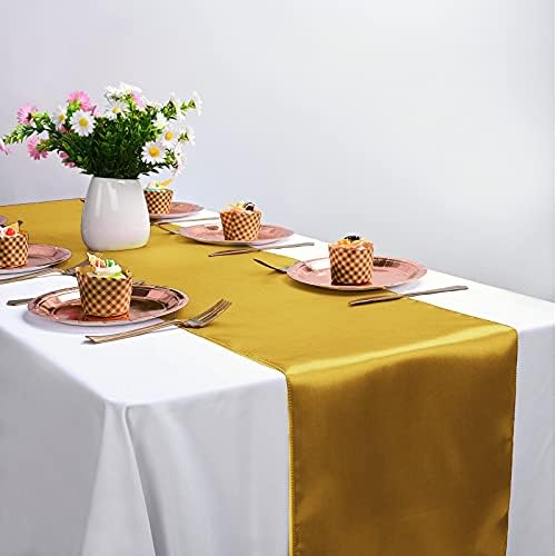 20-Pack Gold 12 x 108 inches Long Premium Satin Table Runner - Image 7