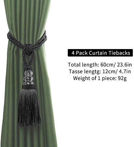 BEL AVENIR 2 Pack Curtain Tiebacks Hand-Woven Holdbacks Tassels Tiebacks - Image 4